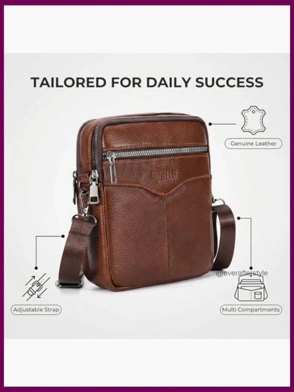 Vegan Leather Small Messenger Satchel Crossbody Bag for Work Travel